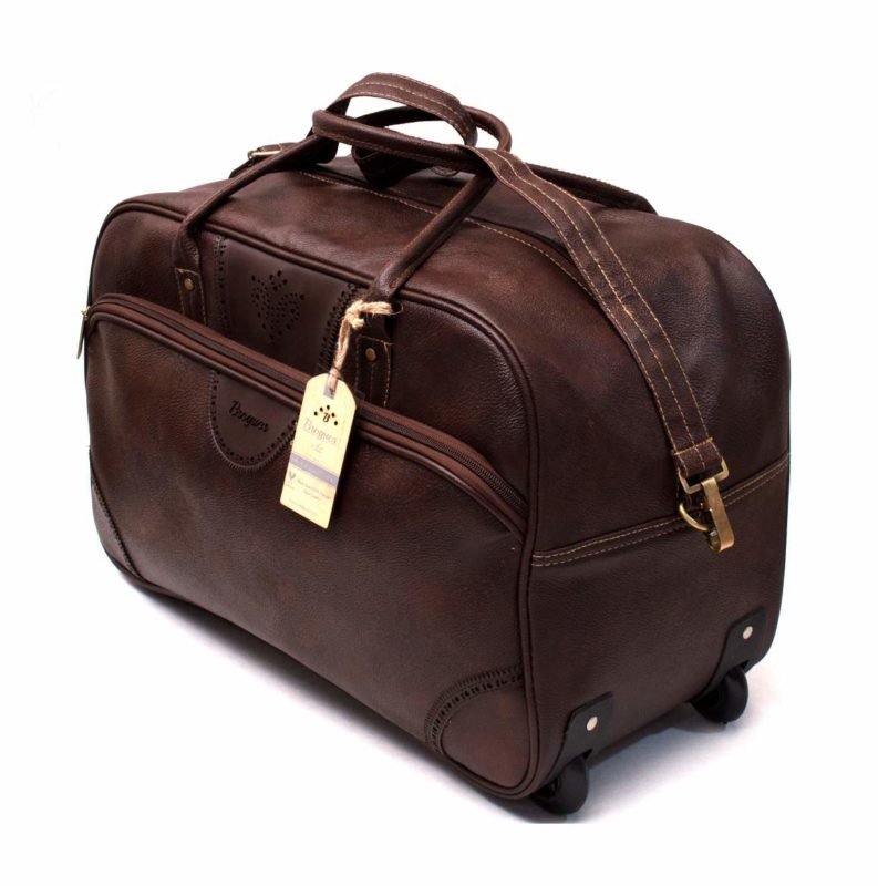 Brogues Dublin Burgundy Leather Duffle Trolley Bag - Sunrise Trading Co.